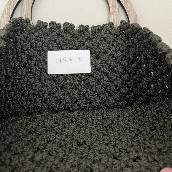 Handmade Women's Green Woven Handbag Boho Wood Top Handles Festival Unique Mediu - Picture 3 of 7